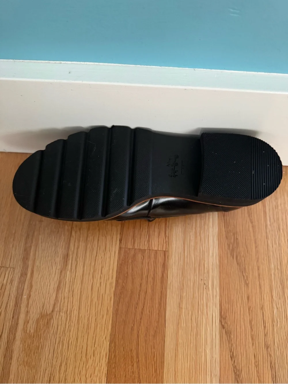 Coach Black Leather Women's Penny Loafers with Lug Sole